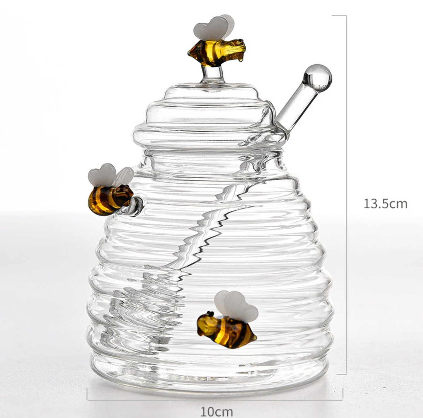 Glass Honey Jars with Lids and Honey Stick | Honey Pot