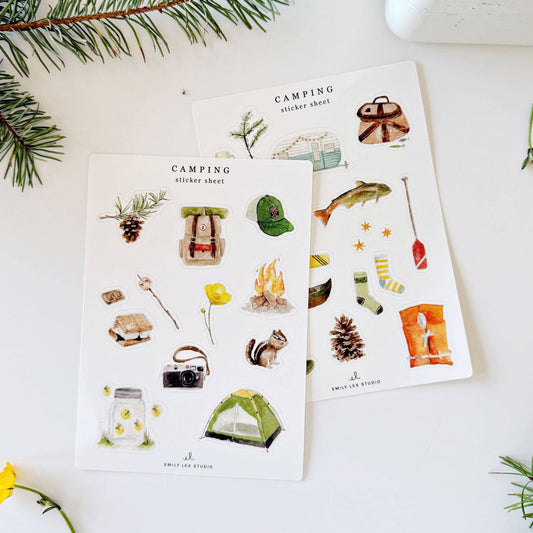 Camping sticker sheets