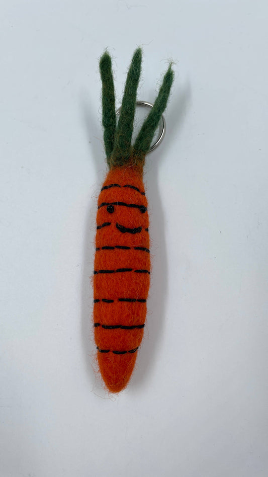 Handmade Felt Veggie Keyrings: Carrot