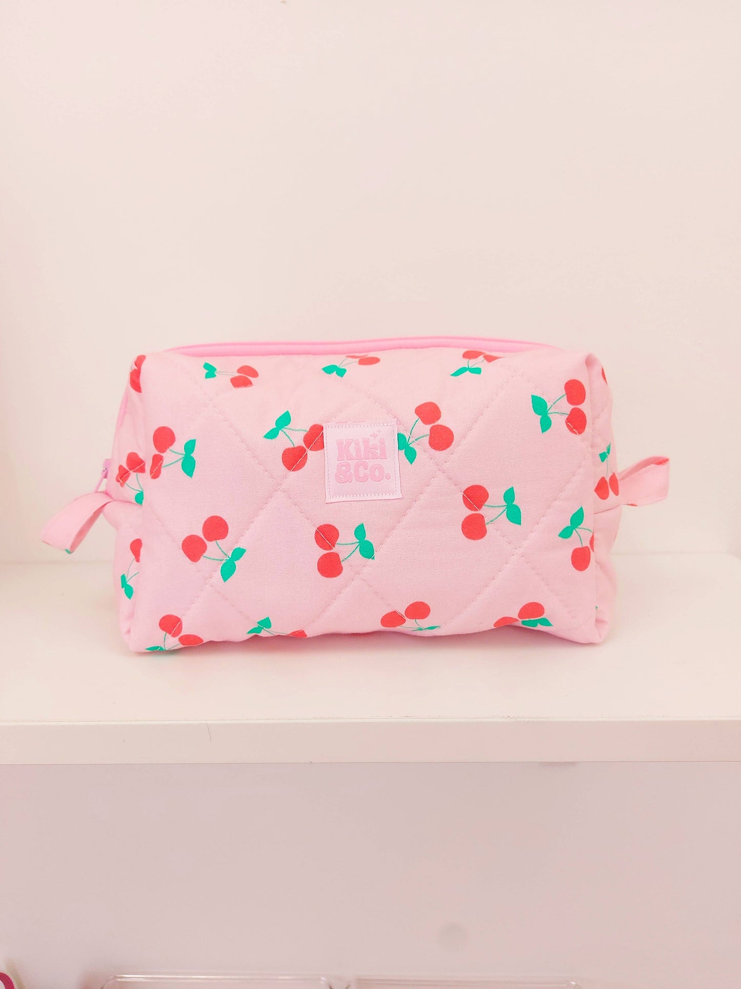 Quilted Makeup Bag- Cherry