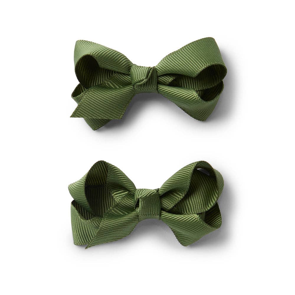 Olive Piggy Tail Hair Clips - Pair