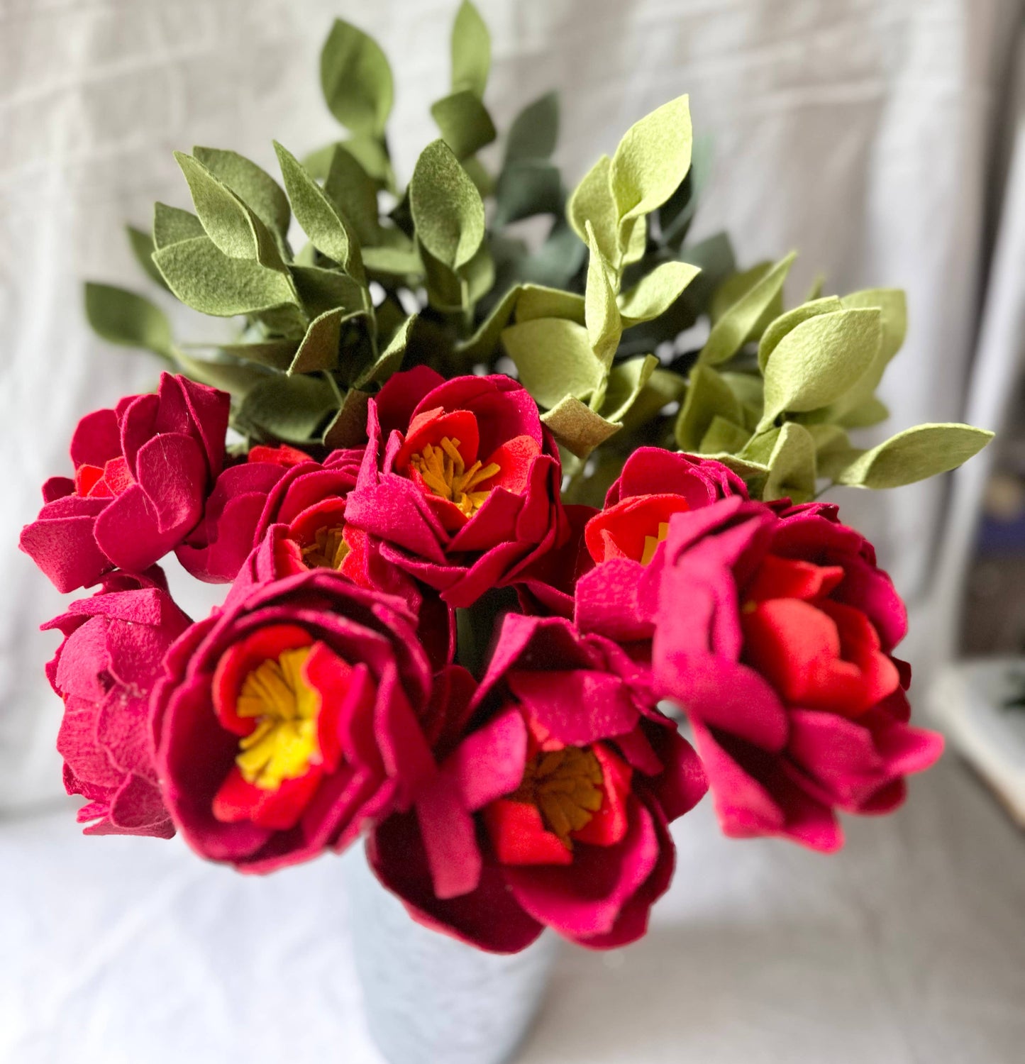 Peony Felt Flower (Red)