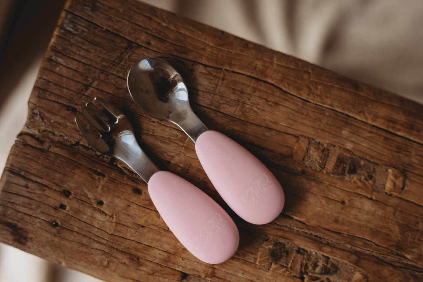 Silicone & Stainless Steel Infant Cutlery Set – Pink, Blue or White