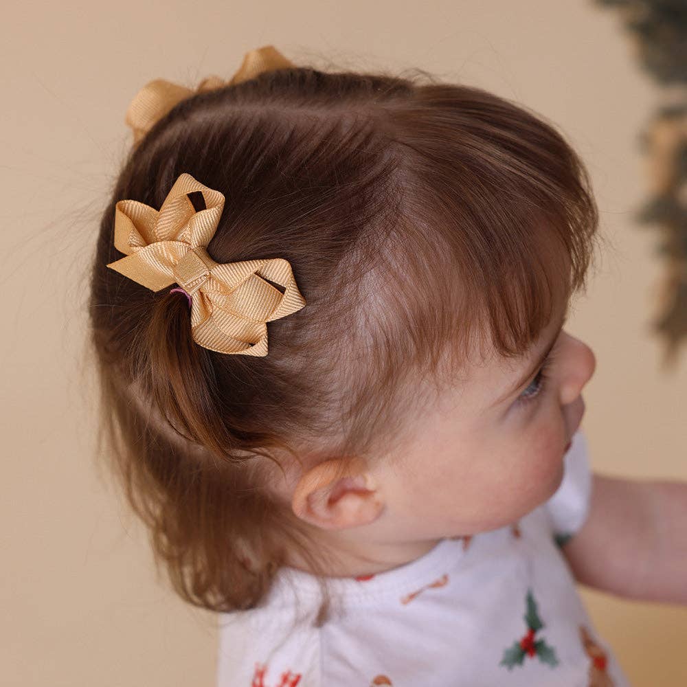 Gold Piggy Tail Hair Clips - Pair