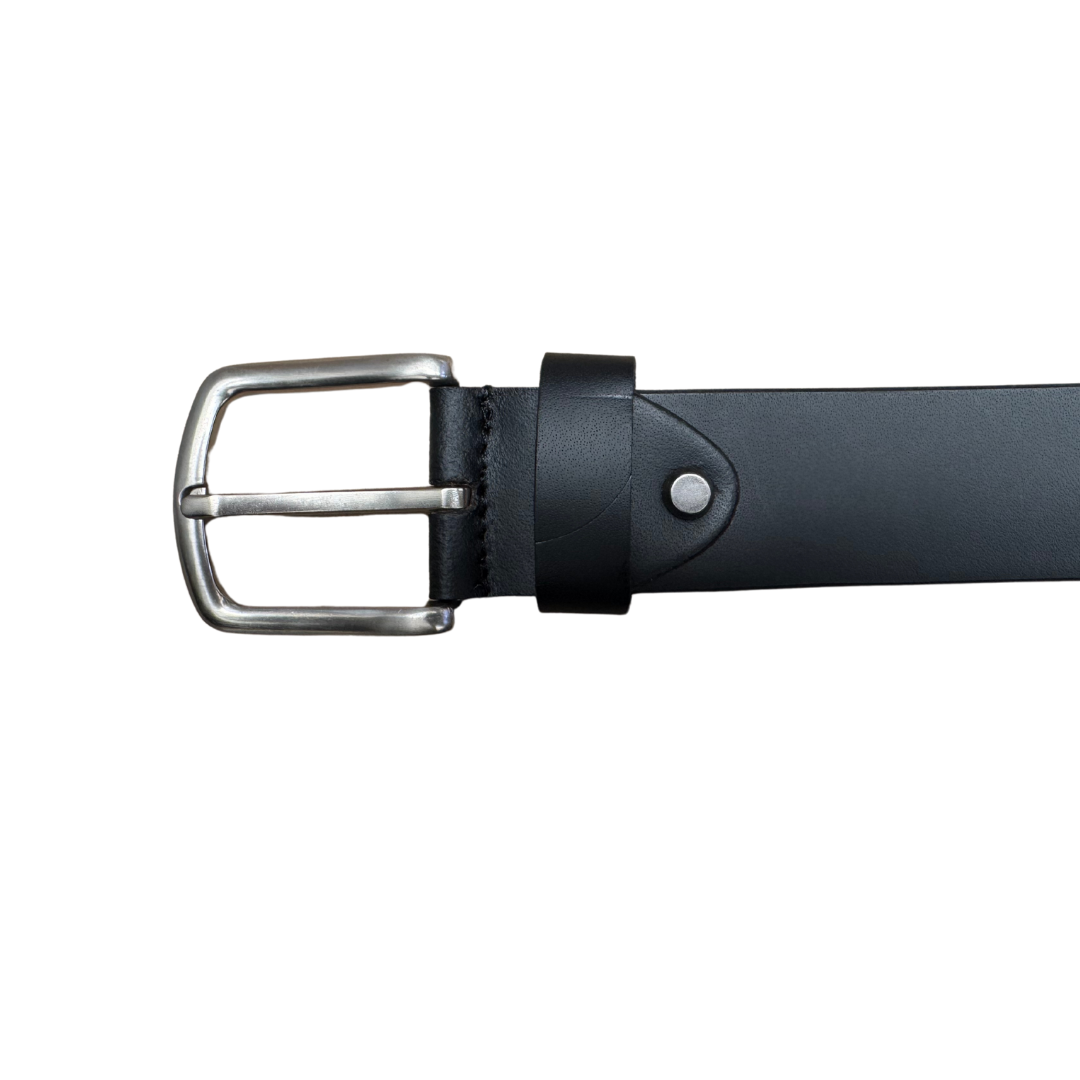 Leather Belt Black with Sliver Buckle