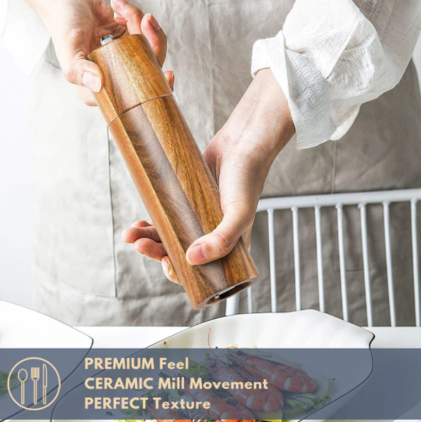 Wooden Salt and Pepper Grinders Set