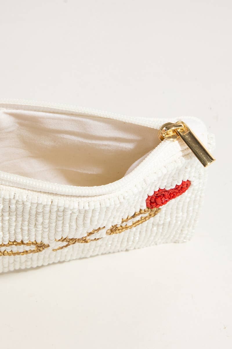 Xoxo Heart Beaded Coin Purse