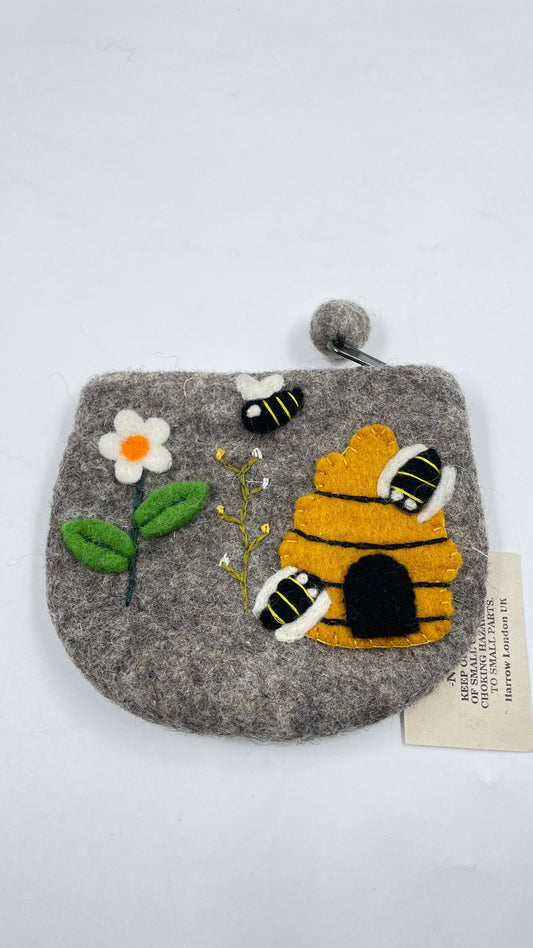 Handmade Needle Bee Purse with Bee Hive.