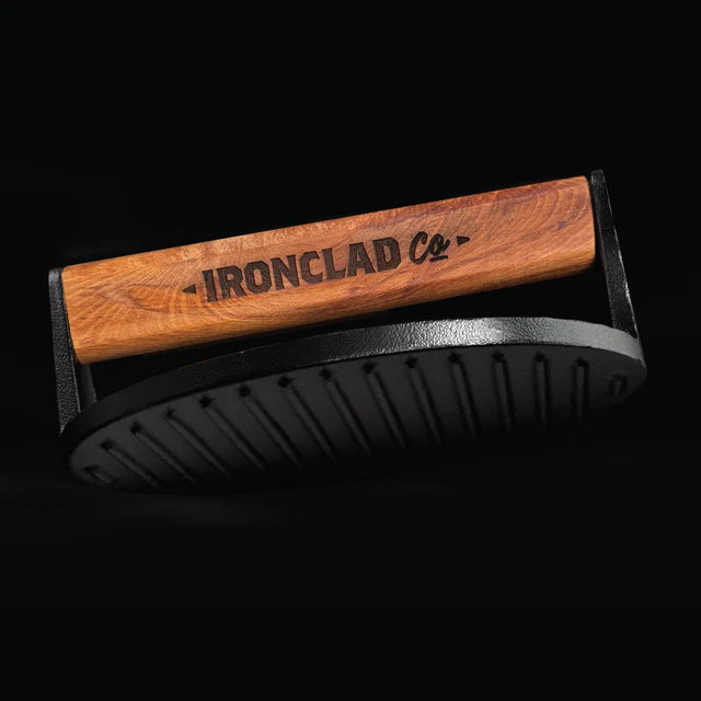 The Burger Press by Ironclad Co. Handcrafted 18cm Cast Iron Burger Smash
