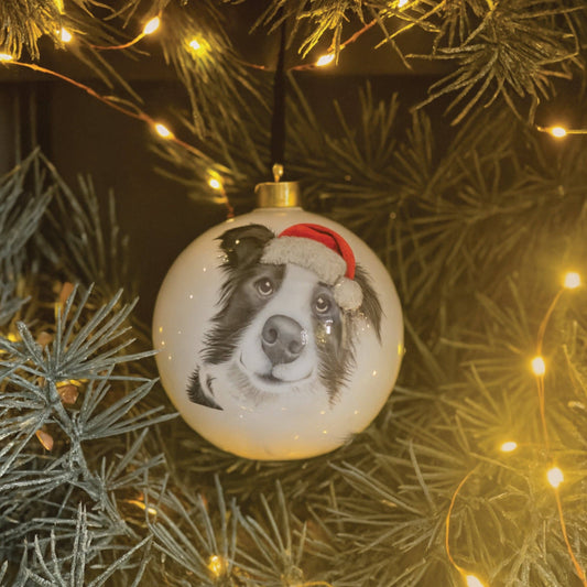 Christmas Cookie Collie Large Fine Bone China Baub