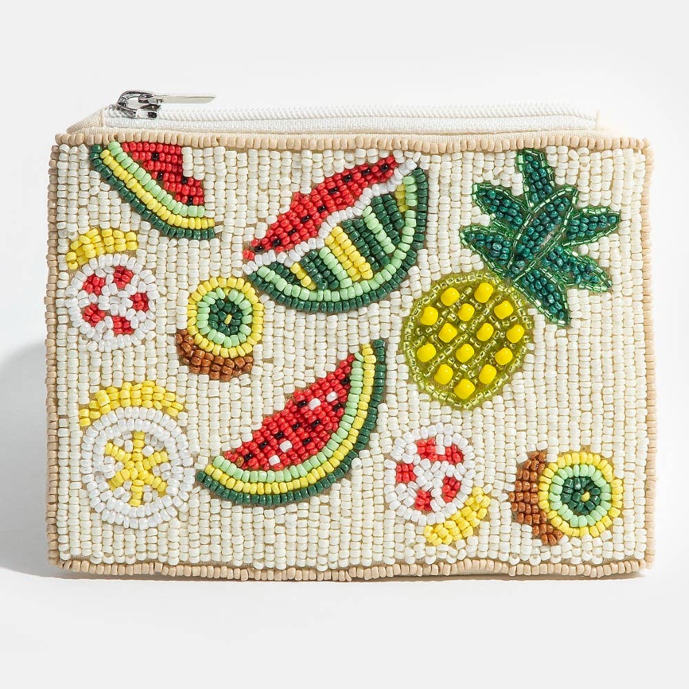 Seed Beaded Pineapple Watermelon Fruit Coin Purse