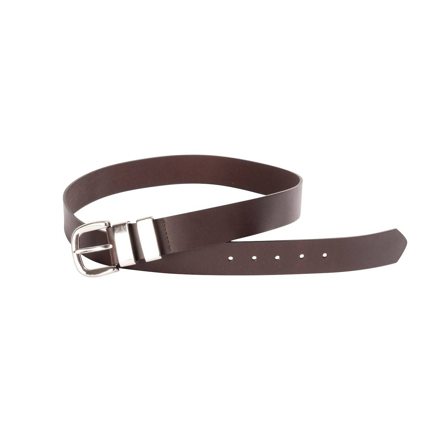Leather Belt Brown with Sliver Buckle - Johnny 6 QTYs
