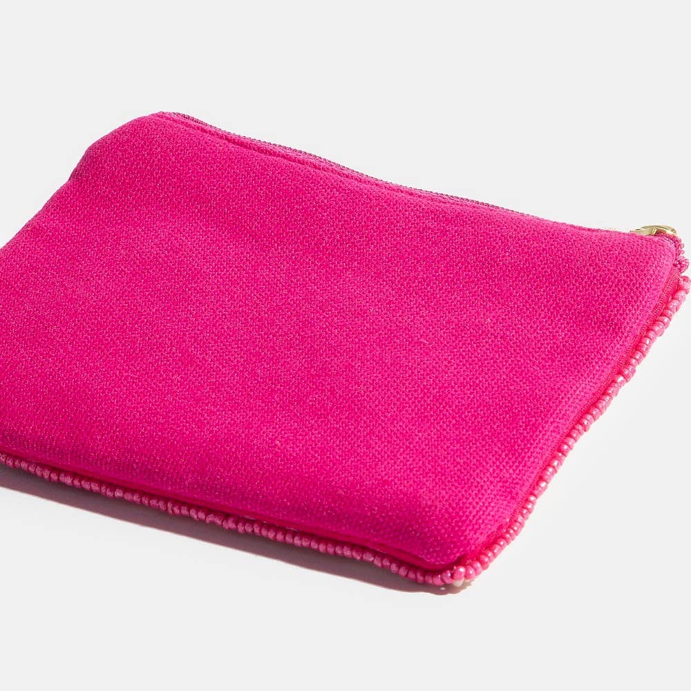 Double Strawberry Striped Seed Beaded Coin Purse