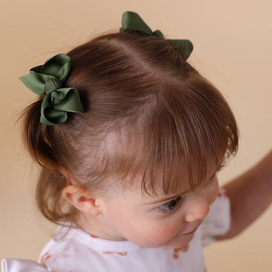 Olive Piggy Tail Hair Clips - Pair