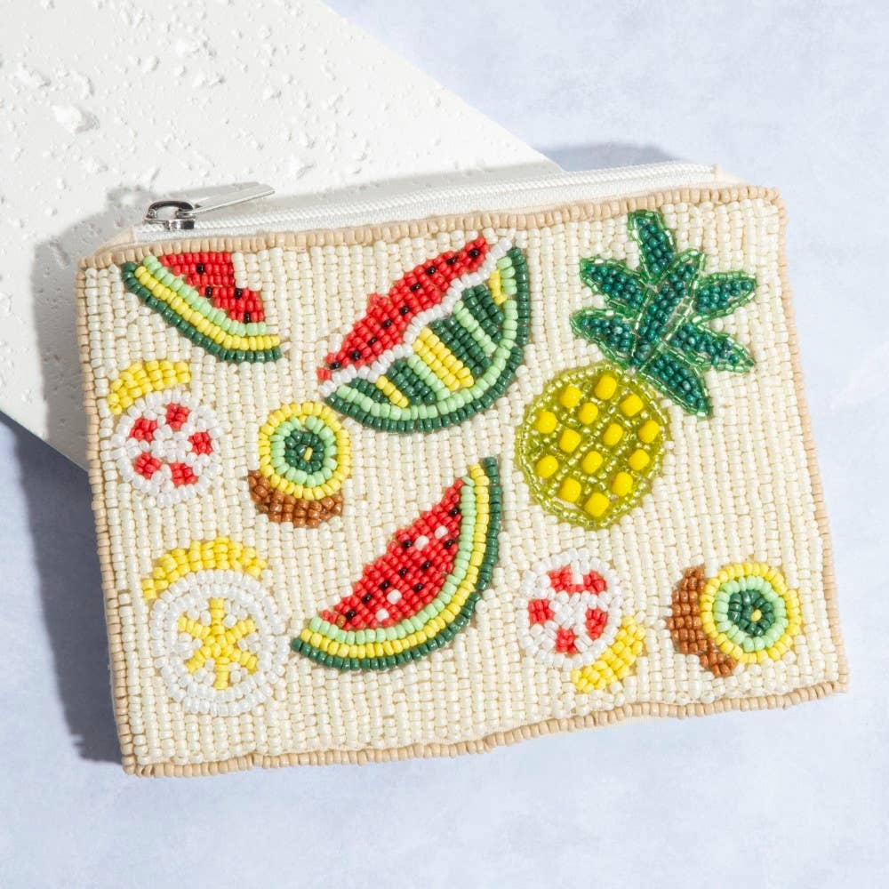 Seed Beaded Pineapple Watermelon Fruit Coin Purse