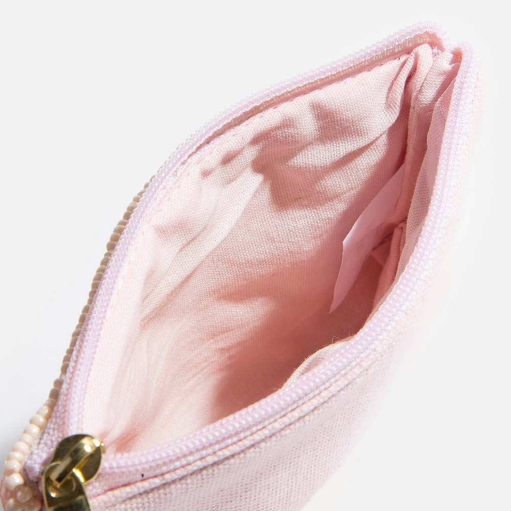 Strawberry Themed Seed Beaded Coin Purse