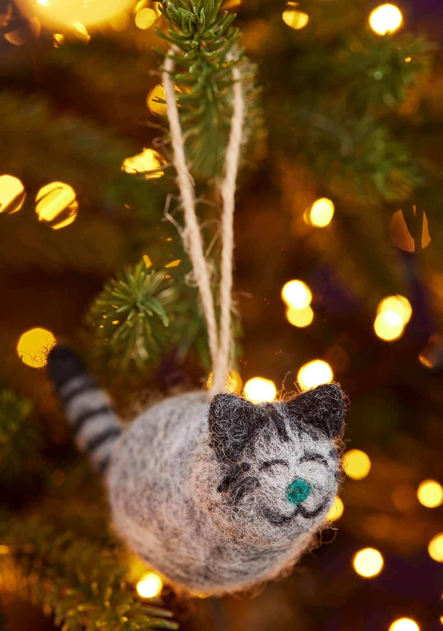 Felt Cat With Stripey Tail Decoration