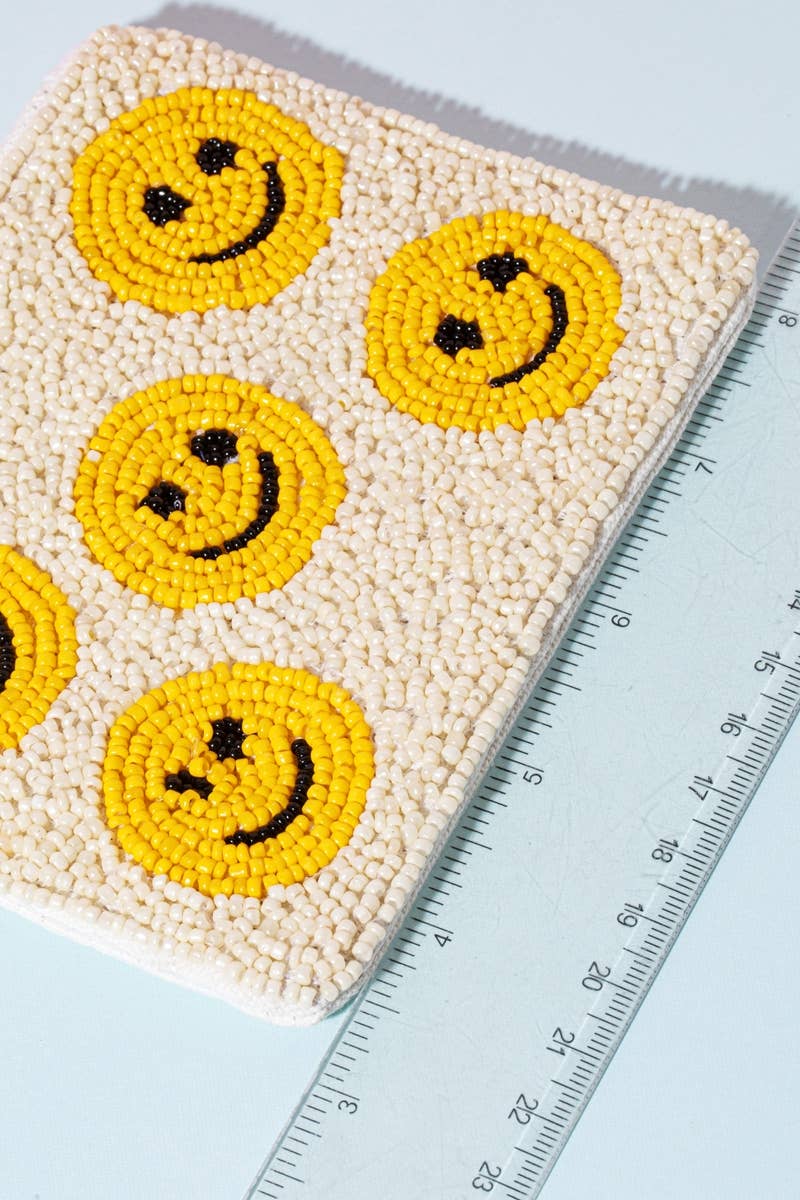 Multi Happy Face Beaded Coin Purse