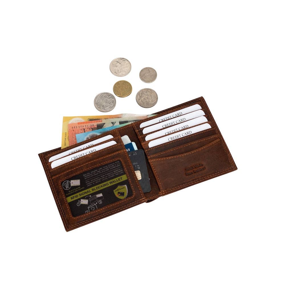 Greenwood Leather “Auckland” Men’s Bifold RFID Wallet – Genuine Leather Slim Wallet with Gift Box
