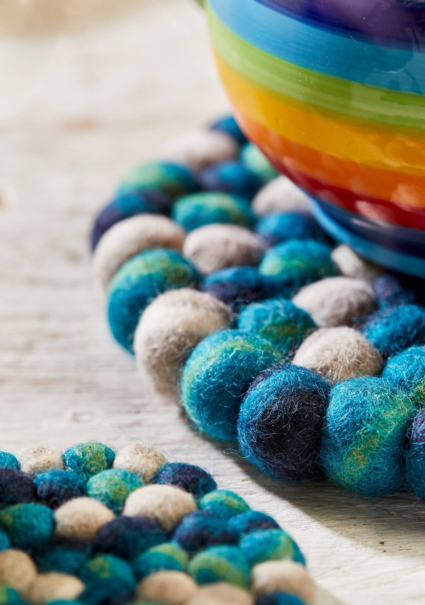 Space Dye Felt Ball Trivet