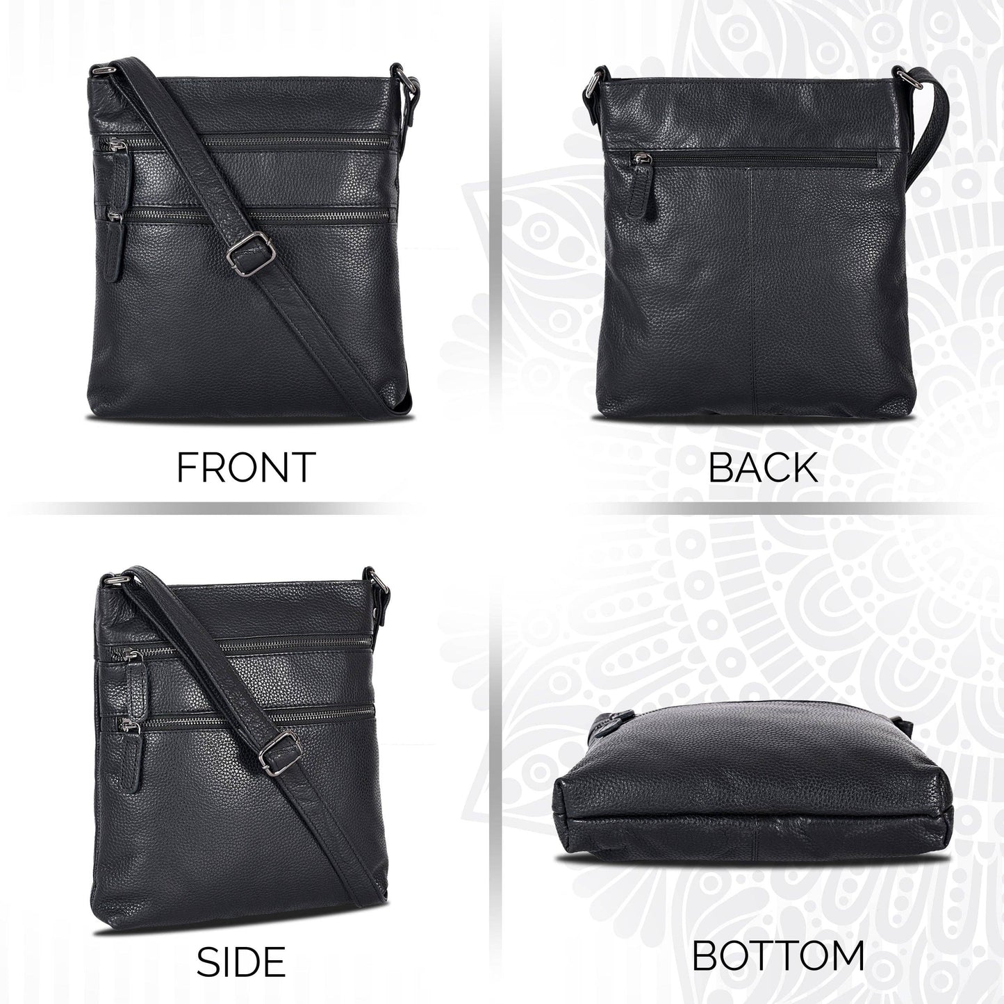 Leather Crossbody Purse - Black GW6309BLK