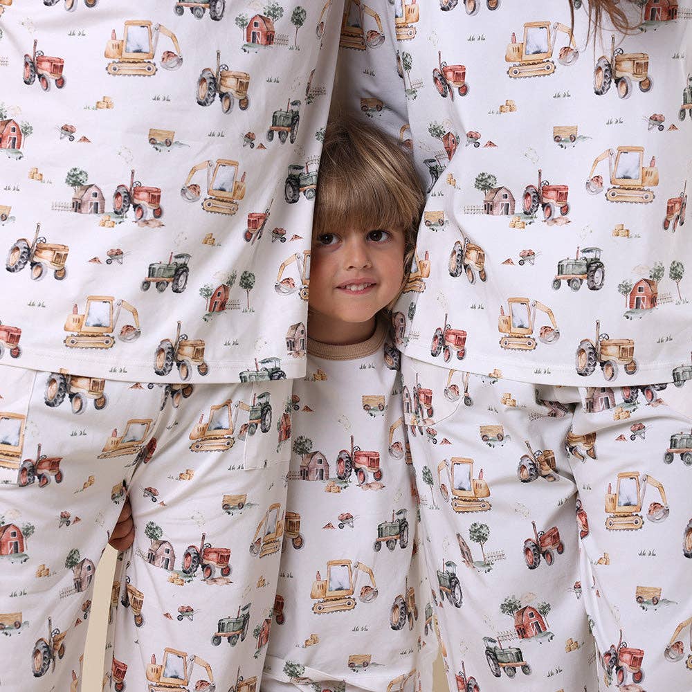 Diggers & Tractors Organic Kids Long Sleeve PJ Set
