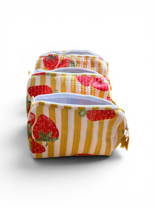 Small 100% cotton quilted wash bag